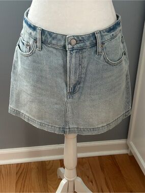 Pistola Daisy Denim Mini Skirt Size 27 Light Wash Distressed Low Rise Y2K